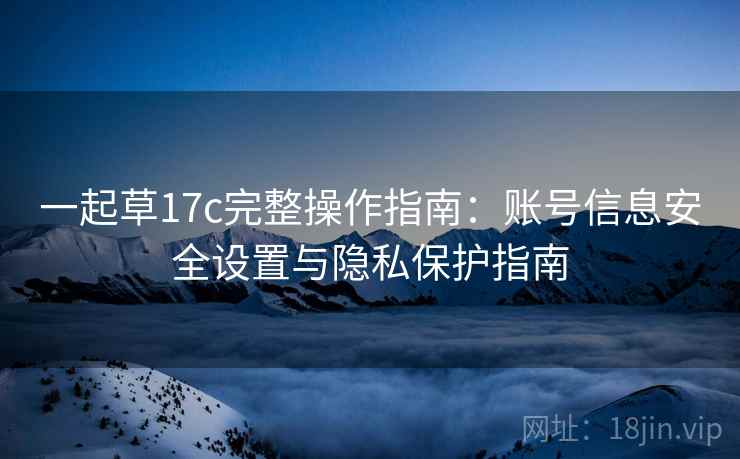 一起草17c完整操作指南：账号信息安全设置与隐私保护指南