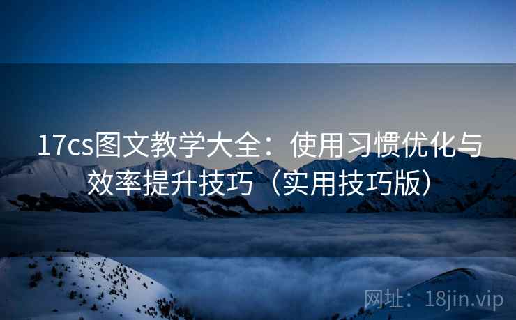 17cs图文教学大全：使用习惯优化与效率提升技巧（实用技巧版）