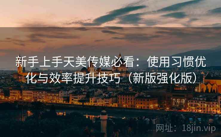 新手上手天美传媒必看：使用习惯优化与效率提升技巧（新版强化版）  第2张